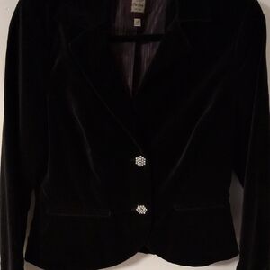 Old Navy Black Velvet Blazer with Silver Buttons